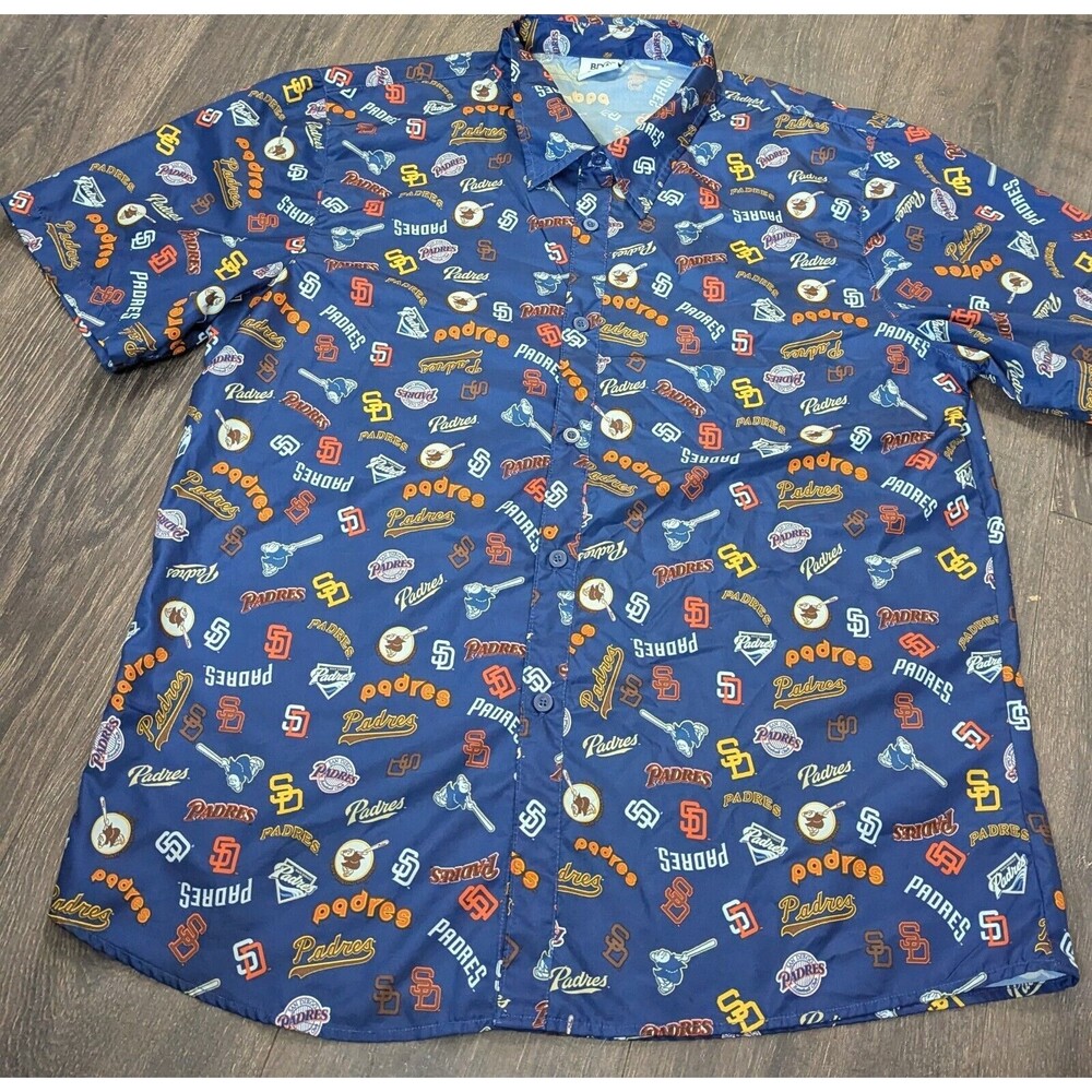 SD Padres Shirt BDA Southwest Airlines Men's Medium All Over Print Logo ML (463)